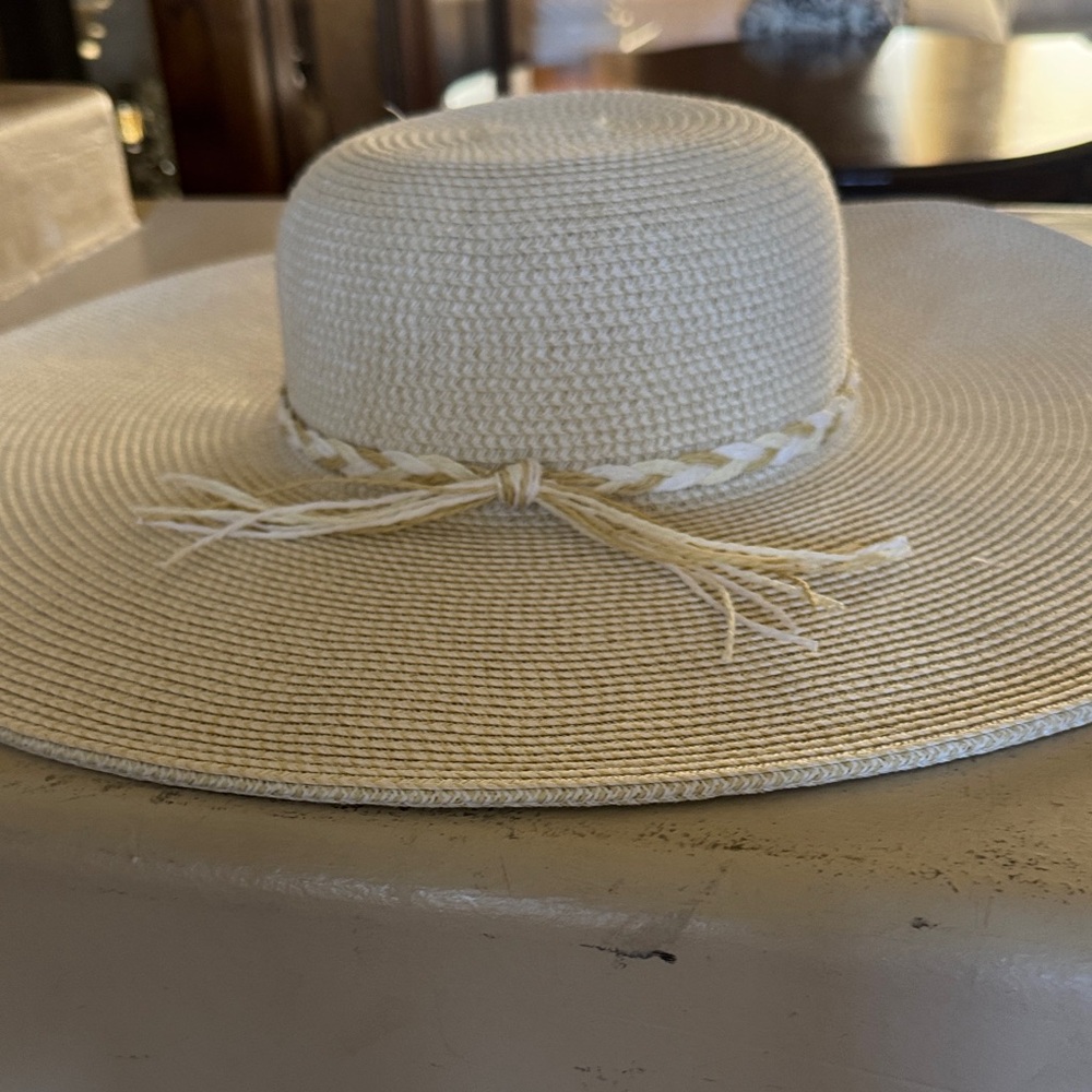 Nine West Cream Braided Sun Hat